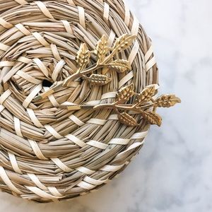 Gold leaf hairpins set of 2